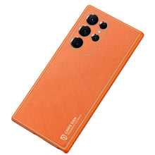 Заредете изображение във визуализатора на галерията – Dux Ducis Yolo elegant cover made of ecological leather for Samsung Galaxy S22 Ultra orange - TopMag
