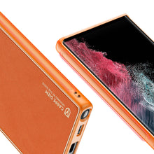 Заредете изображение във визуализатора на галерията – Dux Ducis Yolo elegant cover made of ecological leather for Samsung Galaxy S22 Ultra orange - TopMag
