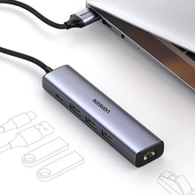 Заредете изображение във визуализатора на галерията – Ugreen multifunctional adapter HUB USB 3.0 - 3 x USB / Ethernet RJ-45 / USB Type C PD gray (CM475) - TopMag
