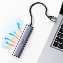 Заредете изображение във визуализатора на галерията – Ugreen multifunctional adapter HUB USB 3.0 - 3 x USB / Ethernet RJ-45 / USB Type C PD gray (CM475) - TopMag
