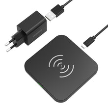 Заредете изображение във визуализатора на галерията – Choetech Qi 10W wireless charger kit for headphones phone (T511-S) + QC3.0 18W 3A wall charger (Q5003) + USB cable - microUSB 1.2m black (T511-S-EU201ABBK) - TopMag
