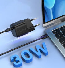 Заредете изображение във визуализатора на галерията – Choetech GaN USB charger Type C PD 30W black (PD5007) - TopMag
