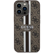 Заредете изображение във визуализатора на галерията – Guess GUHMP13LP4RPSW iPhone 13 Pro / 13 6.1" brown/brown hardcase 4G Printed Stripes MagSafe
