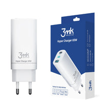 Заредете изображение във визуализатора на галерията – 3MK HyperCharger 65W 2xUSB-C + 1xUSB-A charger GAN, PD + QC - TopMag
