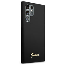 Заредете изображение във визуализатора на галерията – Guess GUHCS22LLSLMGBK S22 Ultra S908 czarny/black hardcase Silicone Script Metal Logo - TopMag
