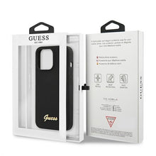 Заредете изображение във визуализатора на галерията – Guess GUHMP13XLSLMGBK iPhone 13 Pro Max 6,7" black/czarny hardcase Silicone Script Gold Logo MagSafe - TopMag
