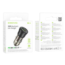 Заредете изображение във визуализатора на галерията – Borofone Car charger BZ25 Journey - USB + Type C - PD38W 3A black
