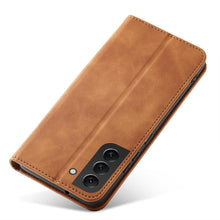 Заредете изображение във визуализатора на галерията – Magnet Fancy Case for Samsung Galaxy S23+ flip cover wallet stand brown

