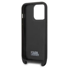 Заредете изображение във визуализатора на галерията – Karl Lagerfeld KLHCP14LSTMMK iPhone 14 Pro 6.1" hardcase black/black Monogram Plaque Logo Strap
