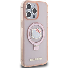 Заредете изображение във визуализатора на галерията – Original Case HELLO KITTY hardcase Ring Stand Glitter Electrop Logo MagSafe HKHMP15XHRSGEP for Iphone 15 Pro Max pink
