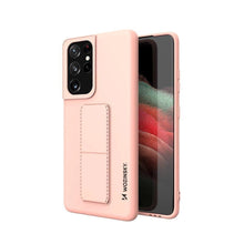 Заредете изображение във визуализатора на галерията – Wozinsky Kickstand Case Silicone Stand Cover for Samsung Galaxy S21 Ultra 5G Pink
