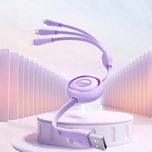 Заредете изображение във визуализатора на галерията – Joyroom S-A40 Colorful Series 3in1 retractable cable USB-A to USB-C / Lightning / microUSB 1m - purple
