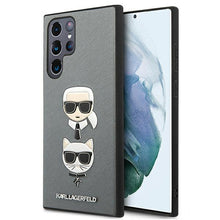 Заредете изображение във визуализатора на галерията – Karl Lagerfeld KLHCS22LSAKICKCSL S22 Ultra S908 silver / silver Saffiano Karl &amp; Choupette Head - TopMag
