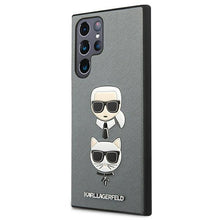 Заредете изображение във визуализатора на галерията – Karl Lagerfeld KLHCS22LSAKICKCSL S22 Ultra S908 silver / silver Saffiano Karl &amp; Choupette Head - TopMag
