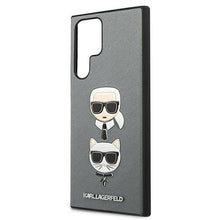 Заредете изображение във визуализатора на галерията – Karl Lagerfeld KLHCS22LSAKICKCSL S22 Ultra S908 silver / silver Saffiano Karl &amp; Choupette Head - TopMag
