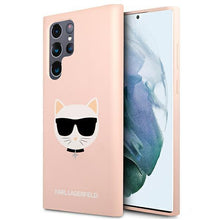 Заредете изображение във визуализатора на галерията – Karl Lagerfeld KLHCS22LSLCHPI S22 Ultra S908 hardcase różowy/pink Silicone Choupette Head - TopMag

