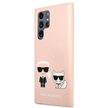 Заредете изображение във визуализатора на галерията – Karl Lagerfeld KLHCS22LSSKCI S22 Ultra S908 hardcase jasnoróżowy/light pink Silicone Ikonik Karl &amp; Choupette - TopMag
