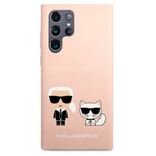 Заредете изображение във визуализатора на галерията – Karl Lagerfeld KLHCS22LSSKCI S22 Ultra S908 hardcase jasnoróżowy/light pink Silicone Ikonik Karl &amp; Choupette - TopMag
