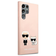 Заредете изображение във визуализатора на галерията – Karl Lagerfeld KLHCS22LSSKCI S22 Ultra S908 hardcase jasnoróżowy/light pink Silicone Ikonik Karl &amp; Choupette - TopMag
