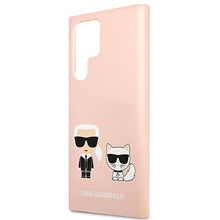 Заредете изображение във визуализатора на галерията – Karl Lagerfeld KLHCS22LSSKCI S22 Ultra S908 hardcase jasnoróżowy/light pink Silicone Ikonik Karl &amp; Choupette - TopMag
