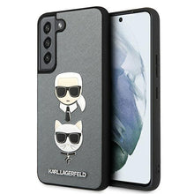 Заредете изображение във визуализатора на галерията – Karl Lagerfeld KLHCS22MSAKICKCSL S22+ S906 srebrny/silver Saffiano Karl &amp; Choupette Head - TopMag
