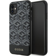 Заредете изображение във визуализатора на галерията – Original Case GUESS hardcase GCube Stripes MagSafe GUHMN61HGCFSEK for Iphone 11/ Xr black
