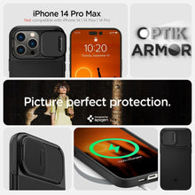 Заредете изображение във визуализатора на галерията – Spigen optik armor mag гръб за  iphone 14 pro max black
