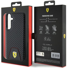 Заредете изображение във визуализатора на галерията – Original FERRARI hardcase Carbon Stitched Bottom FEHCS24MN3PUK for Samsung Galaxy  S24 Plus Black
