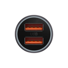 Заредете изображение във визуализатора на галерията – Baseus Golden Contactor Max Dual Fast Charger Car Charger U+U 60W Dark Gray - TopMag
