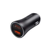 Заредете изображение във визуализатора на галерията – Baseus Golden Contactor Max Dual Fast Charger Car Charger U+U 60W Dark Gray - TopMag
