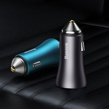 Заредете изображение във визуализатора на галерията – Baseus Golden Contactor Max Dual Fast Charger Car Charger U+U 60W Dark Gray - TopMag
