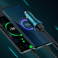 Заредете изображение във визуализатора на галерията – Baseus Golden Contactor Max Fast Car Charger 2x USB 60 W Quick Charge Blue (CGJM000003) - TopMag
