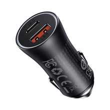 Заредете изображение във визуализатора на галерията – Baseus Golden Contactor Max Dual Fast Charger Car Charger U+C 60W Dark Gray - TopMag
