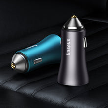 Заредете изображение във визуализатора на галерията – Baseus Golden Contactor Max Dual Fast Charger Car Charger U+C 60W Dark Gray - TopMag
