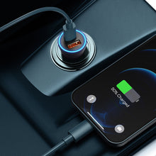 Заредете изображение във визуализатора на галерията – Baseus Golden Contactor Max Dual Fast Charger Car Charger U+C 60W Dark Gray - TopMag
