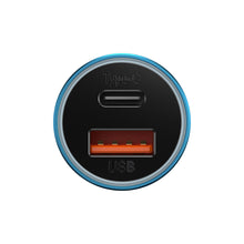 Заредете изображение във визуализатора на галерията – Baseus Golden Contactor Max Dual Fast Charger Car Charger U+C 60W Blue - TopMag
