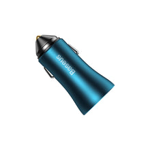 Заредете изображение във визуализатора на галерията – Baseus Golden Contactor Max Dual Fast Charger Car Charger U+C 60W Blue - TopMag
