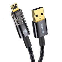 Заредете изображение във визуализатора на галерията – Baseus Explorer Series cable USB - Lightning 2.4A cable 2 m black (CATS000501) - TopMag
