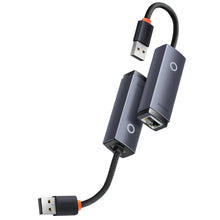 Заредете изображение във визуализатора на галерията – Baseus Lite Series USB adapter - RJ45 LAN socket 100Mbps gray (WKQX000013) - TopMag
