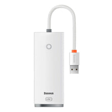 Заредете изображение във визуализатора на галерията – Baseus Lite Series multifunctional HUB 4in1 USB - 4x USB 3.2 gen. 1 25 cm white (WKQX030002) - TopMag
