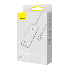 Заредете изображение във визуализатора на галерията – Baseus Lite Series multifunctional HUB 4in1 USB - 4x USB 3.2 gen. 1 25 cm white (WKQX030002) - TopMag
