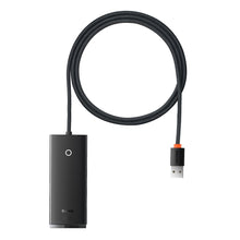 Заредете изображение във визуализатора на галерията – Baseus Lite Series HUB adapter USB-A to 4xUSB-A 3.0 5Gb / s black (WKQX030101) - TopMag
