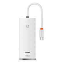 Заредете изображение във визуализатора на галерията – Baseus Lite Series HUB USB Type C adapter - 4x USB 3.0 25cm white (WKQX030302) - TopMag
