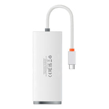 Заредете изображение във визуализатора на галерията – Baseus Lite Series HUB USB Type C adapter - 4x USB 3.0 25cm white (WKQX030302) - TopMag
