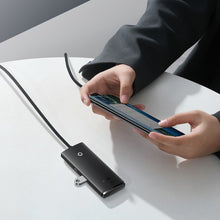 Заредете изображение във визуализатора на галерията – Baseus Lite Series HUB USB Type C adapter - 4x USB 3.0 1m black (WKQX030401) - TopMag
