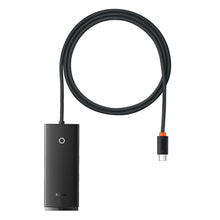 Заредете изображение във визуализатора на галерията – Baseus Lite Series HUB USB Type C adapter - 4x USB 3.0 1m black (WKQX030401) - TopMag
