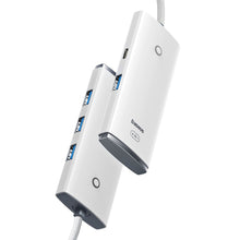 Заредете изображение във визуализатора на галерията – Baseus Lite Series HUB USB Type C adapter - 4x USB 3.0 2m white (WKQX030502) - TopMag
