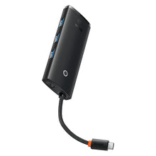 Заредете изображение във визуализатора на галерията – Baseus Lite Series adapter HUB USB Type C - HDMI / 4x USB 3.0 20cm black (WKQX040001) - TopMag
