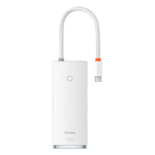 Заредете изображение във визуализатора на галерията – Baseus Lite Series adapter HUB USB Type C - HDMI / 4x USB 3.0 20cm white (WKQX040002) - TopMag
