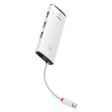 Заредете изображение във визуализатора на галерията – Baseus Lite Series adapter HUB USB Type C - HDMI / 4x USB 3.0 20cm white (WKQX040002) - TopMag
